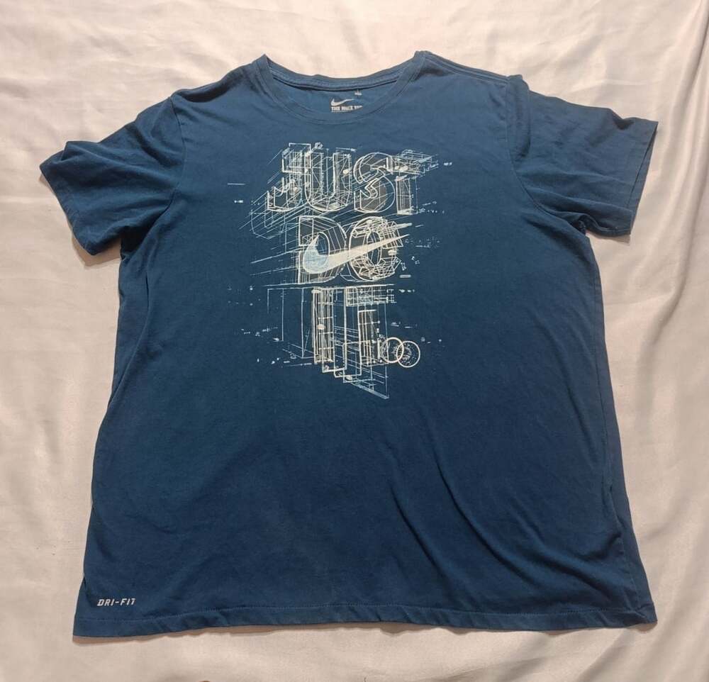 Nike Just Do It Graphic Dri-Fit T-Shirt Size XL Blue